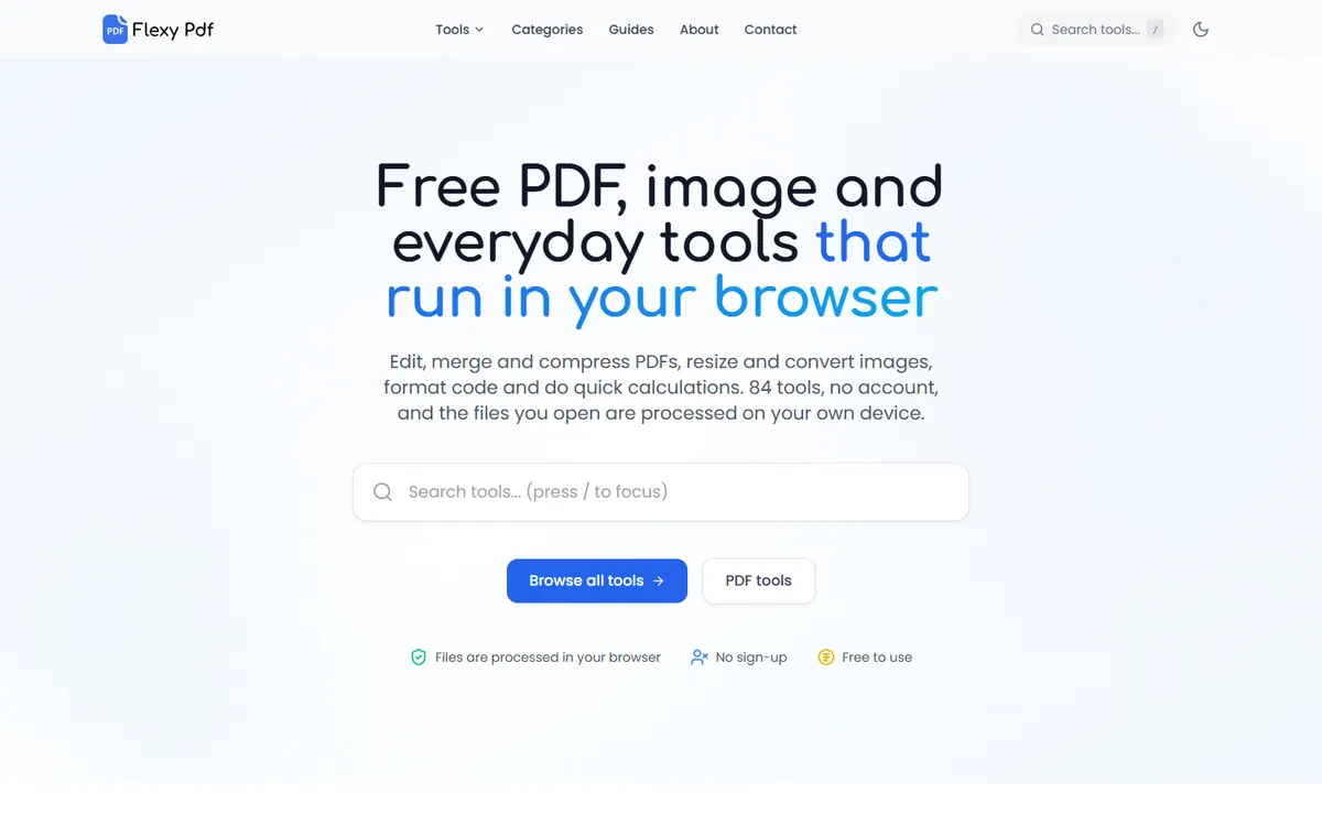 FlexyPdf website home page