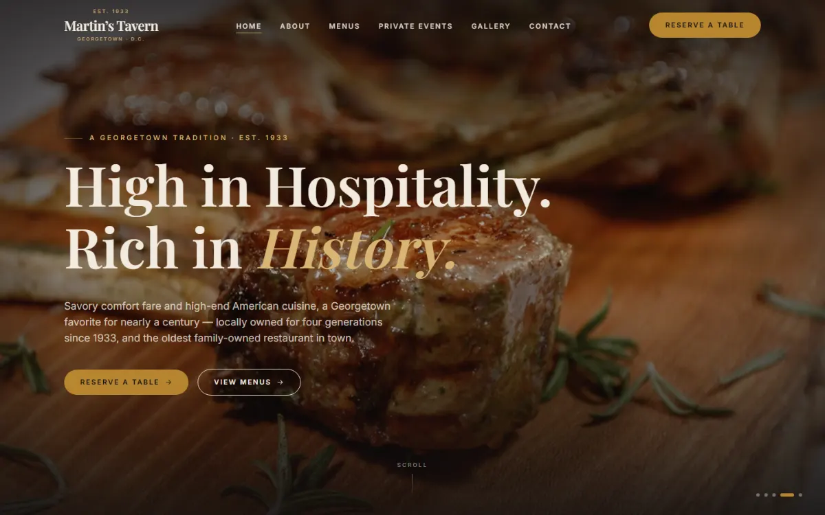 Martin’s Tavern website home page